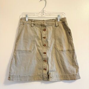 pilcro by anthropologie khaki button skirt